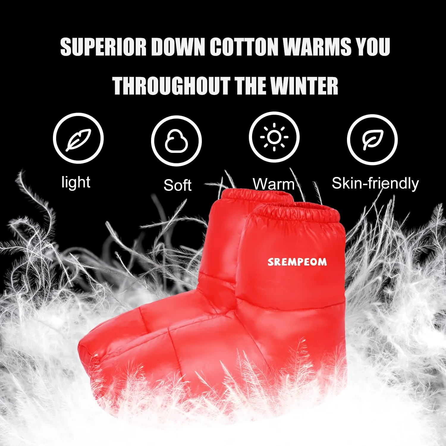 [Upgraded] Ultralight Winter Camping Booties Warm Socks Sleeping Sock for Men & Women,Water-Resistant Warm Soft Cozy for Camp Sleeping Bag Tent Down Booties Foot Warmer