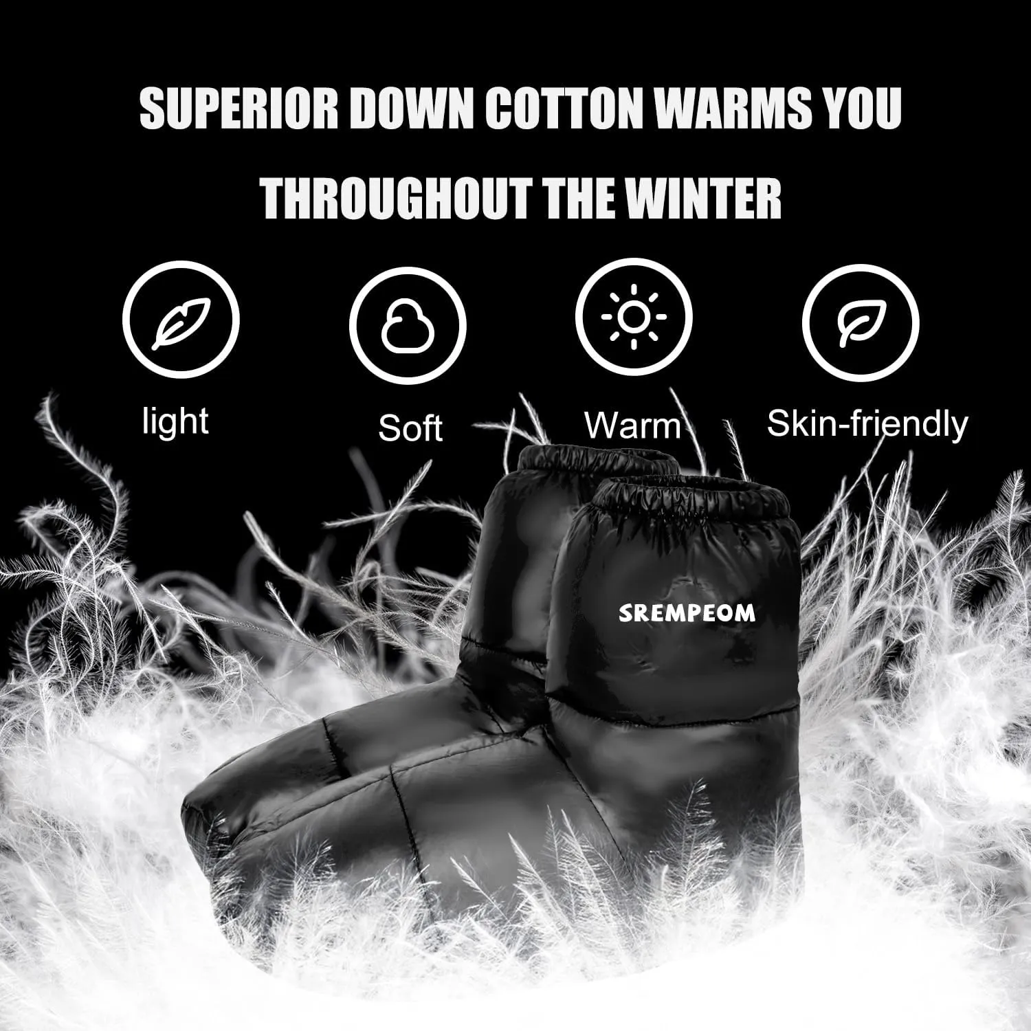 [Upgraded] Ultralight Winter Camping Booties Warm Socks Sleeping Sock for Men & Women,Water-Resistant Warm Soft Cozy for Camp Sleeping Bag Tent Down Booties Foot Warmer