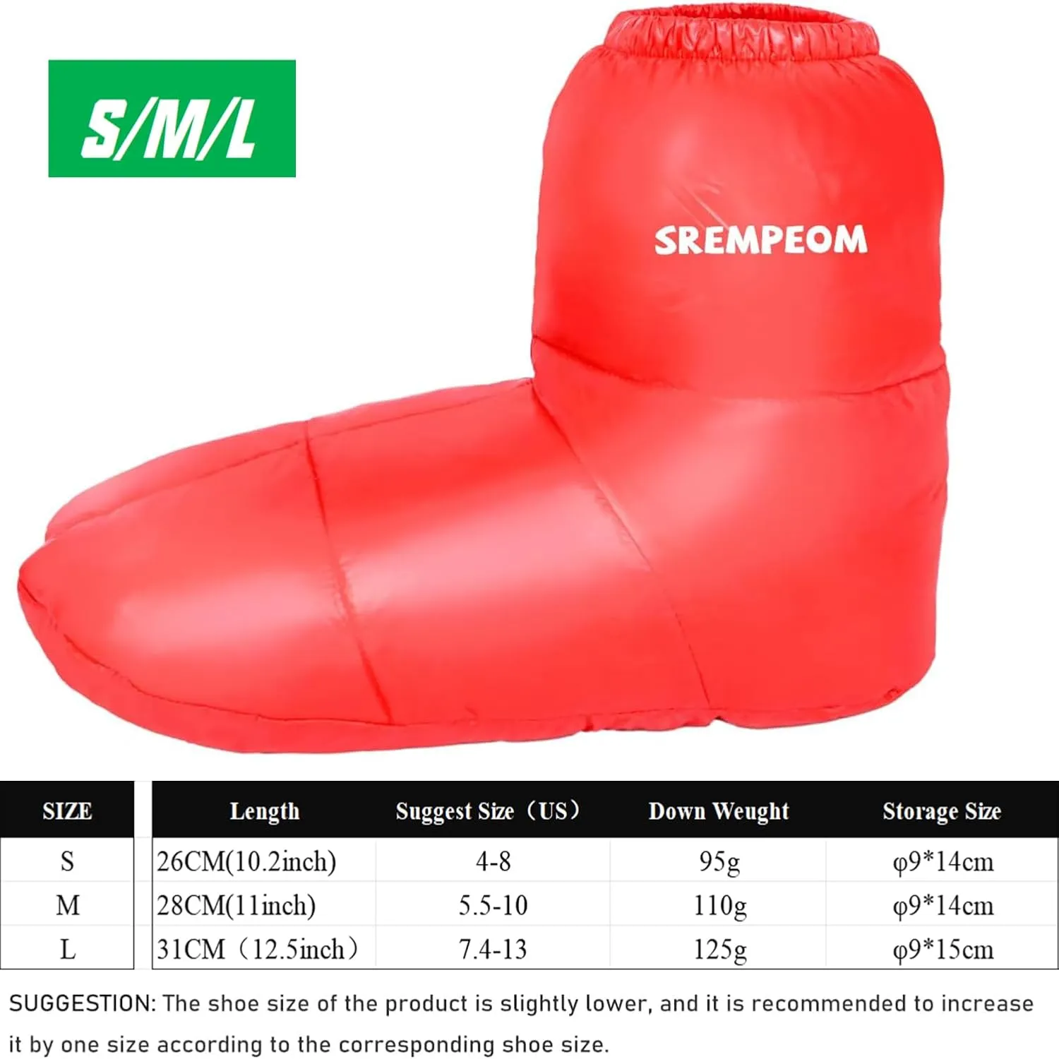 [Upgraded] Ultralight Winter Camping Booties Warm Socks Sleeping Sock for Men & Women,Water-Resistant Warm Soft Cozy for Camp Sleeping Bag Tent Down Booties Foot Warmer