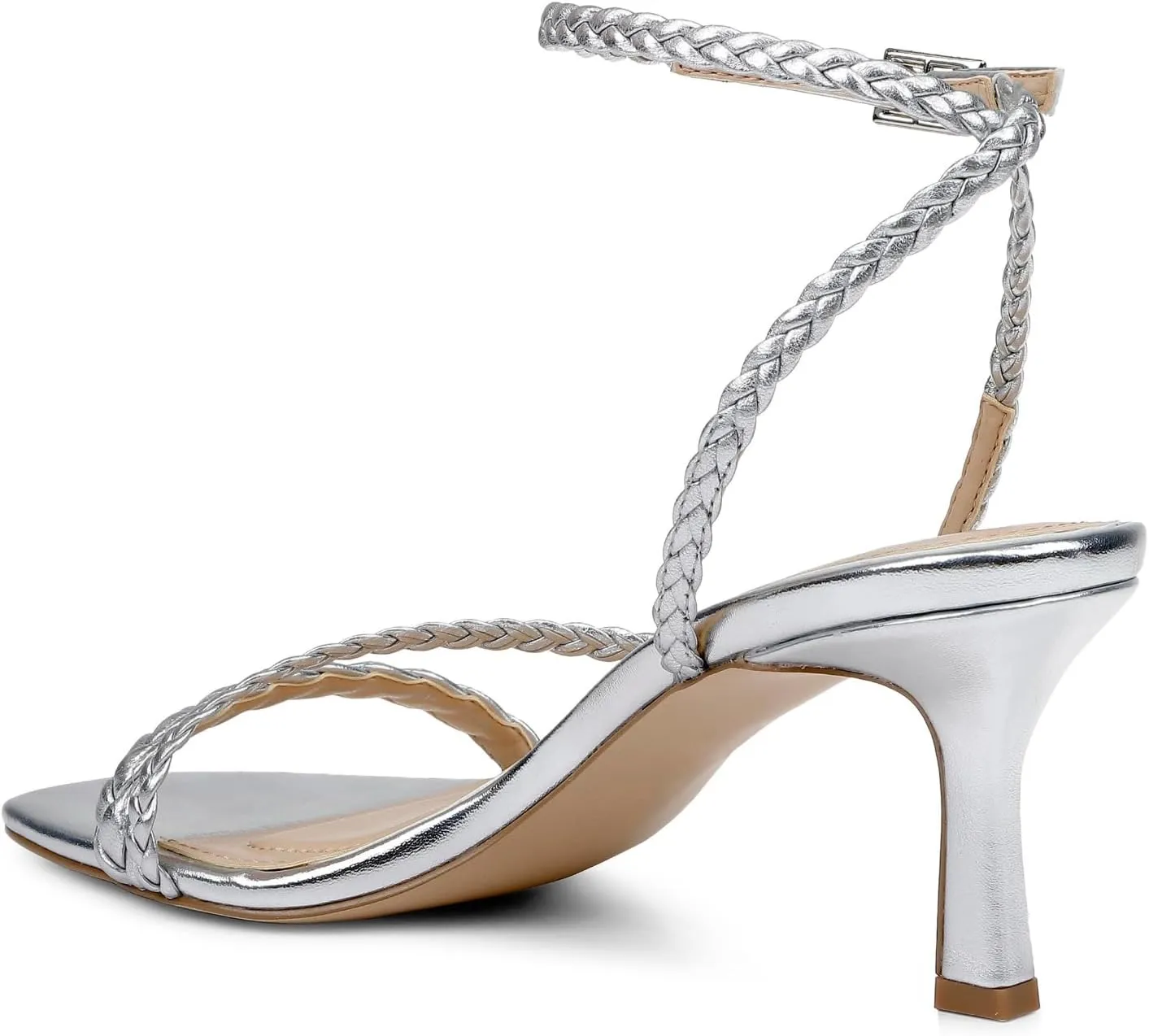 Vaslemuse Heels, Kitten Heels for Women, Strappy Sandals Braided Heels Ankle Strap Dress Pumps Square Open Toe Party Dance Shoes