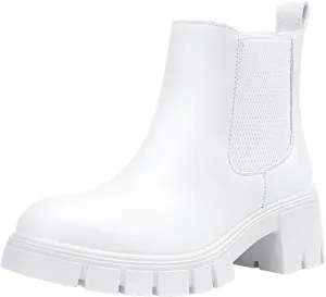 Vepose Women's 936 Chelsea Ankle Boots Platform Lug Sole Elastic Slip on Booties