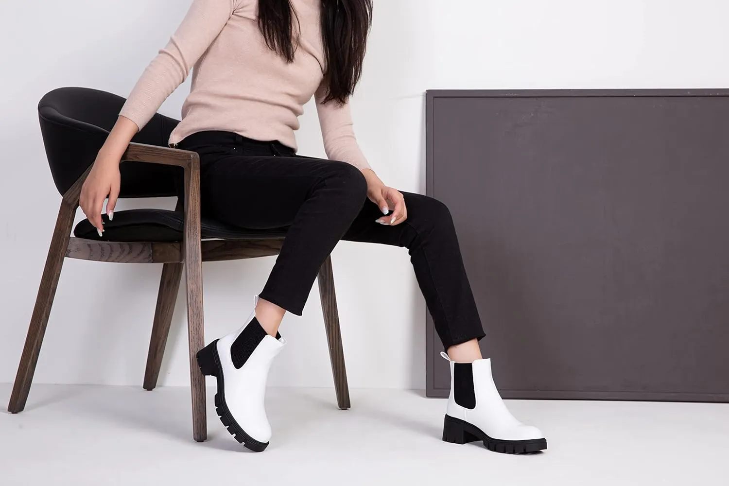 Vepose Women's 936 Chelsea Ankle Boots Platform Lug Sole Elastic Slip on Booties