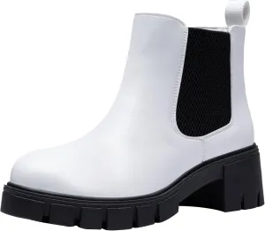 Vepose Women's 936 Chelsea Ankle Boots Platform Lug Sole Elastic Slip on Booties