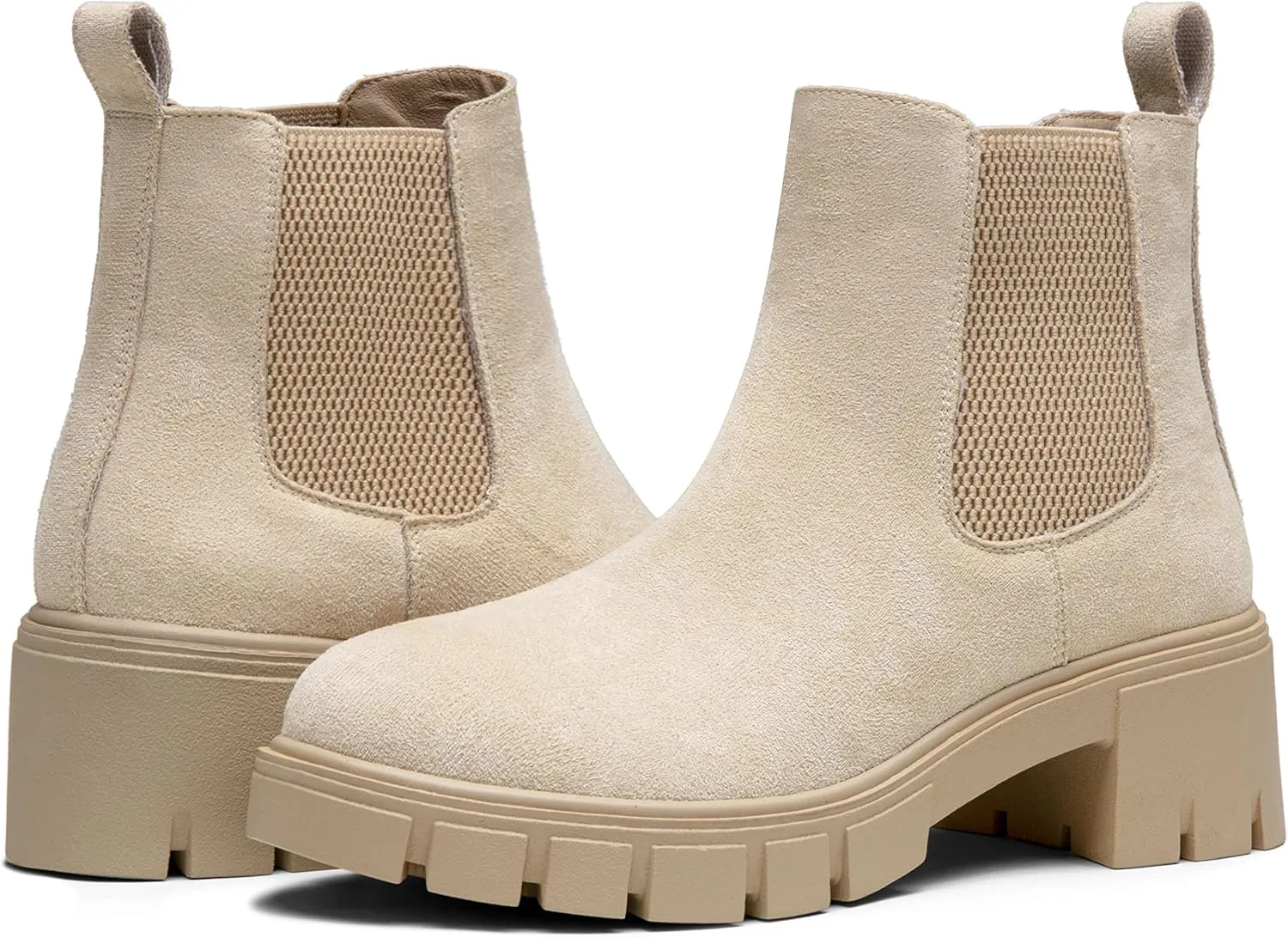 Vepose Women's 936 Chelsea Ankle Boots Platform Lug Sole Elastic Slip on Booties