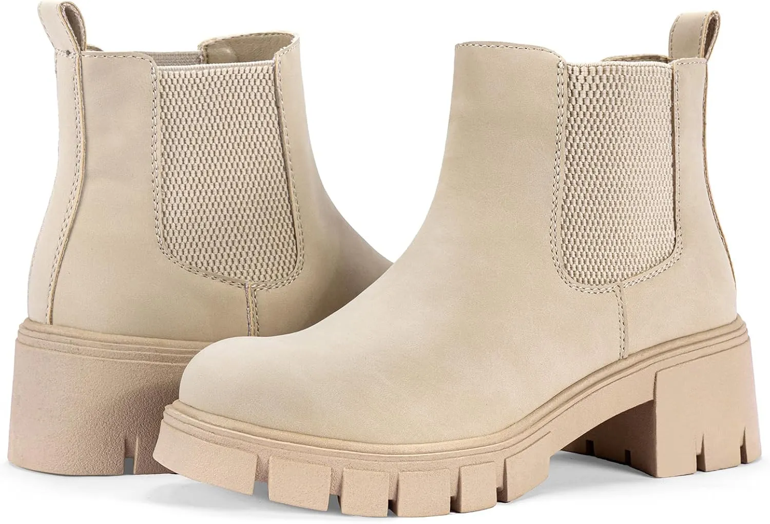 Vepose Women's 936 Chelsea Ankle Boots Platform Lug Sole Elastic Slip on Booties