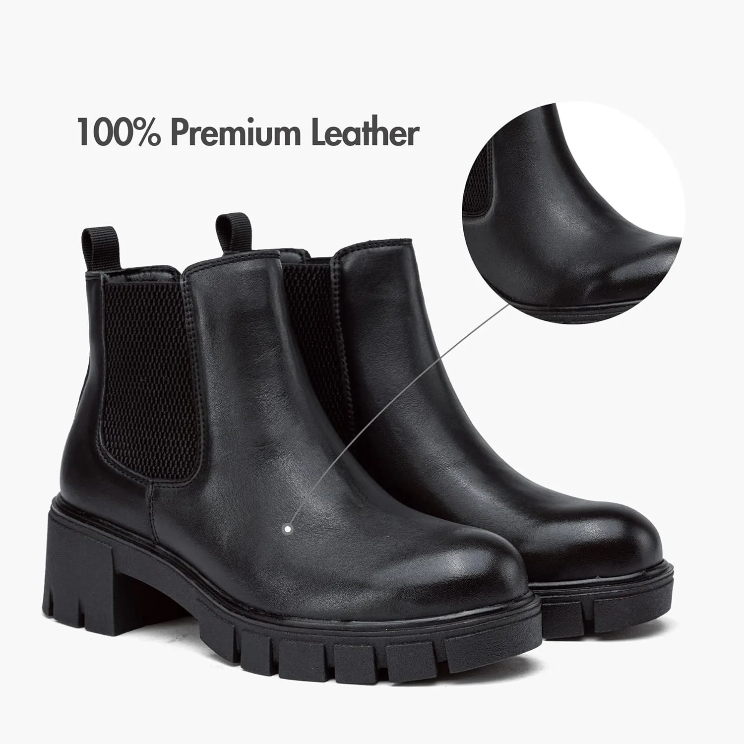 Vepose Women's 936 Chelsea Ankle Boots Platform Lug Sole Elastic Slip on Booties