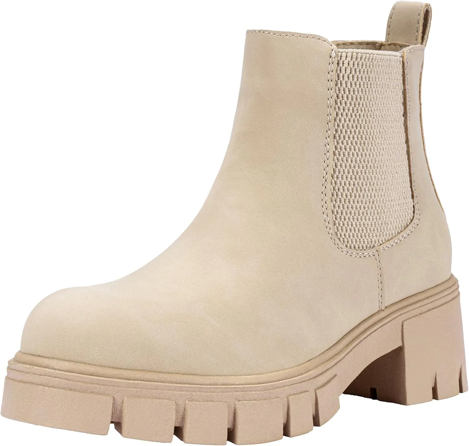Vepose Women's 936 Chelsea Ankle Boots Platform Lug Sole Elastic Slip on Booties