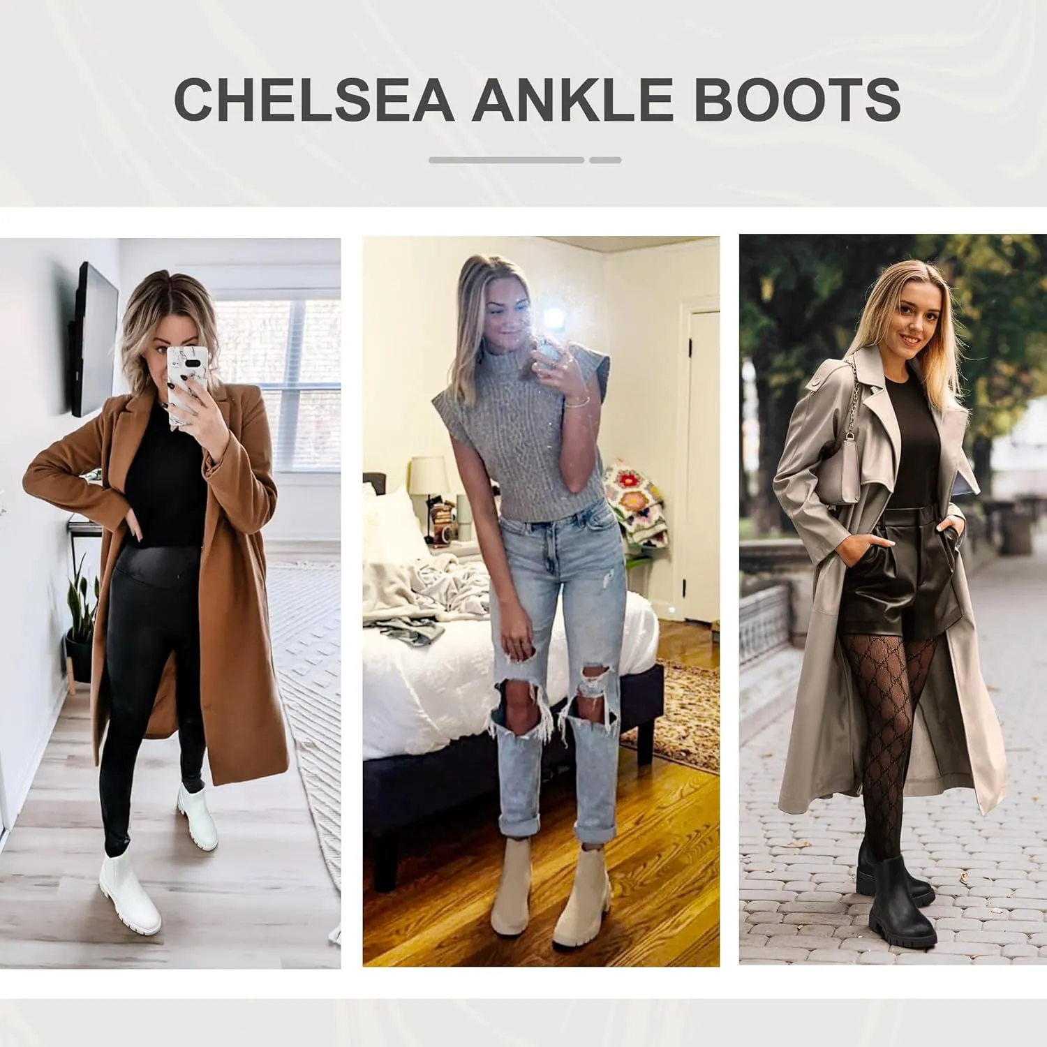Vepose Women's 936 Chelsea Ankle Boots Platform Lug Sole Elastic Slip on Booties
