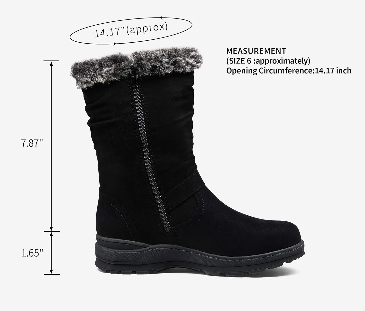 Vepose Women's Winter Snow Boots Fur Mid Calf Warm Suede Fuzzy Shoes