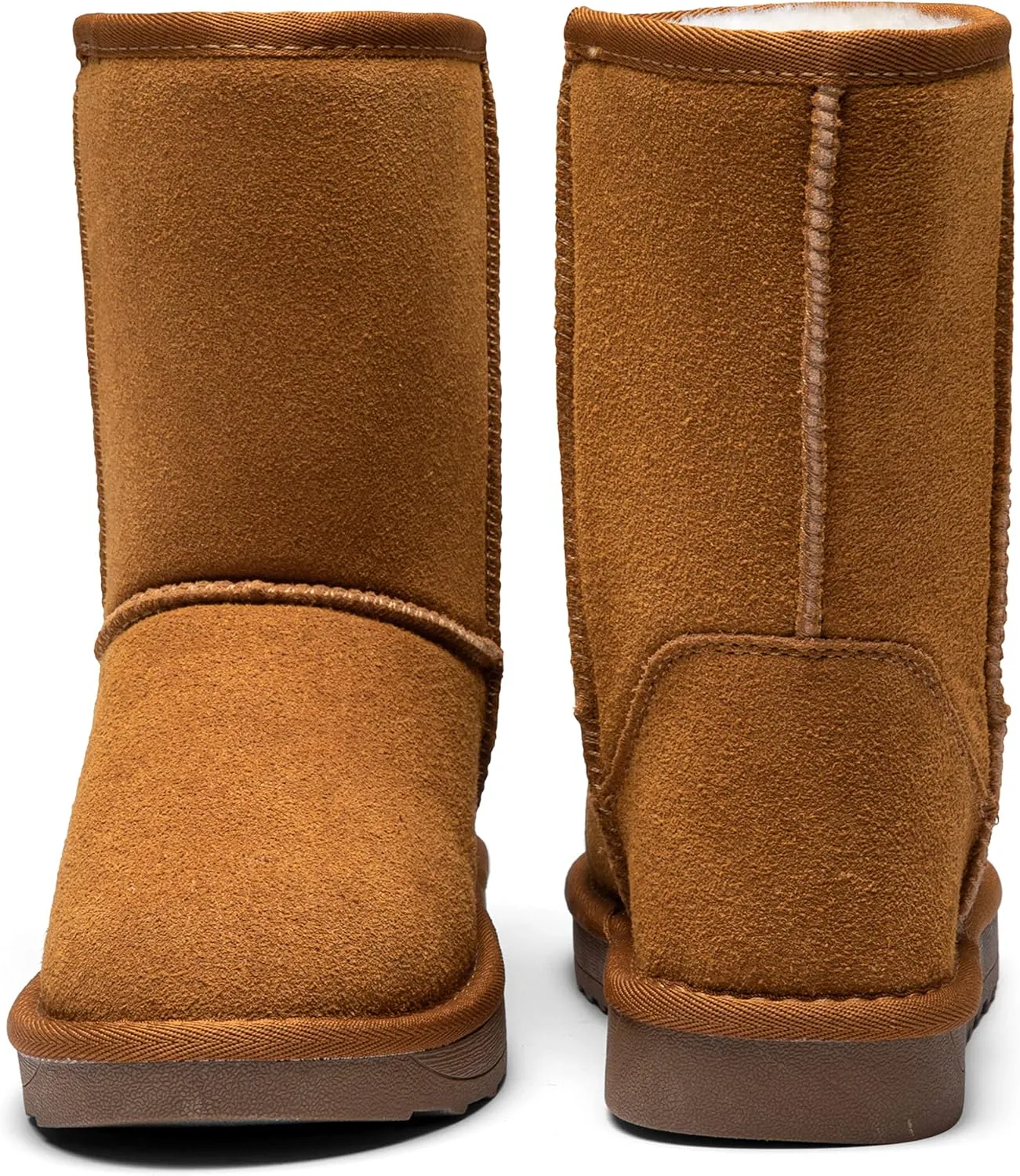 Vepose Women's Winter Snow Boots Warm Fur Mid Calf Tall Suede Fuzzy Slip on Shoes