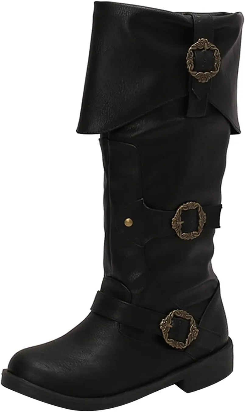 Victorian Boots for Women Men Renaissance Boots Pirate Costume Boots Medieval Cosplay Steampunk Vintage Button Gothic Leather