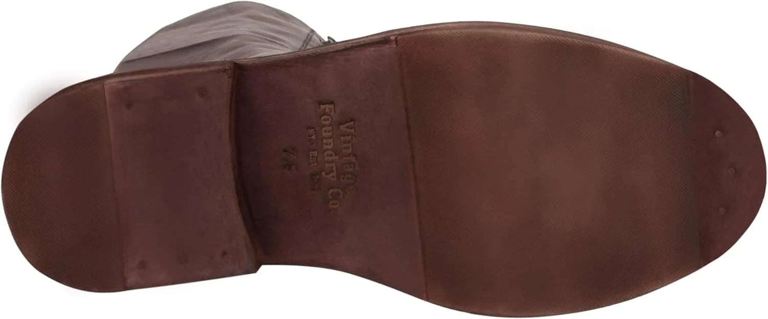 VINTAGE FOUNDRY CO. EST. 2014 Womens Sadelle Tall, Round Toe Boots, Cotton Lining, Flats Leather Outsole