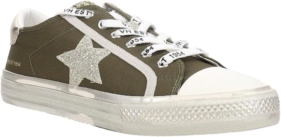 Vintage Havana Womens Alive Metallic Glitter Slip On Sneakers Shoes Casual - Gold, Green