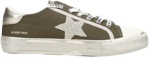 Vintage Havana Womens Alive Metallic Glitter Slip On Sneakers Shoes Casual - Gold, Green