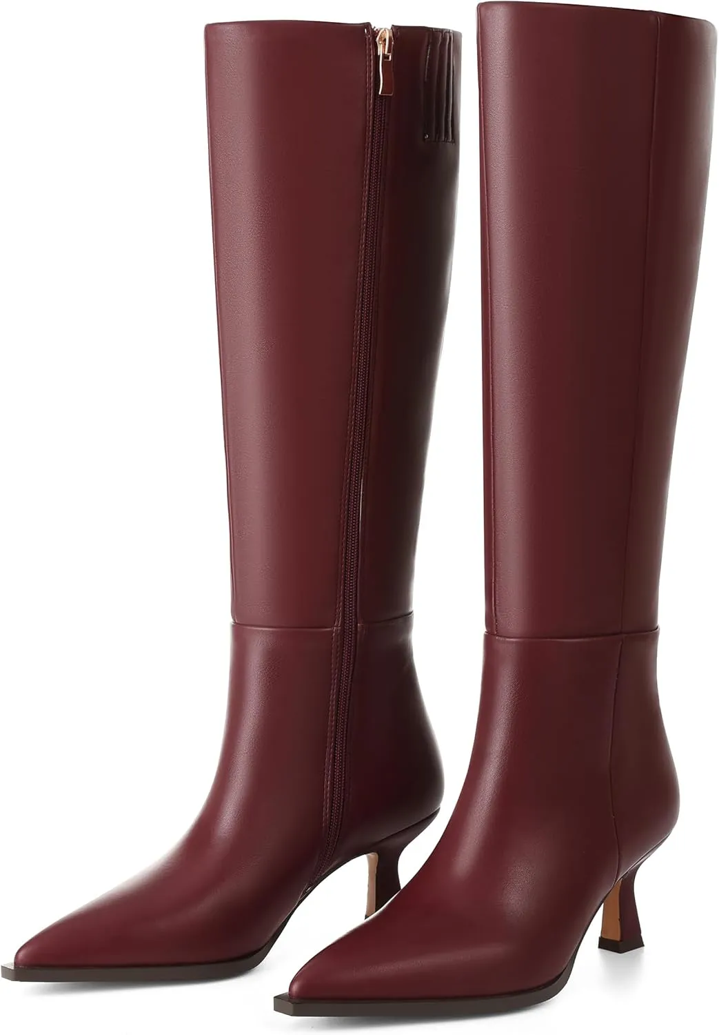 VOMIRA Knee High Boots for Women Black Boots Pointy Toe Kitten Heels Wide Calf Boots 3 In High Heels Long Boots Stiletto Boots Dress Tall Boots