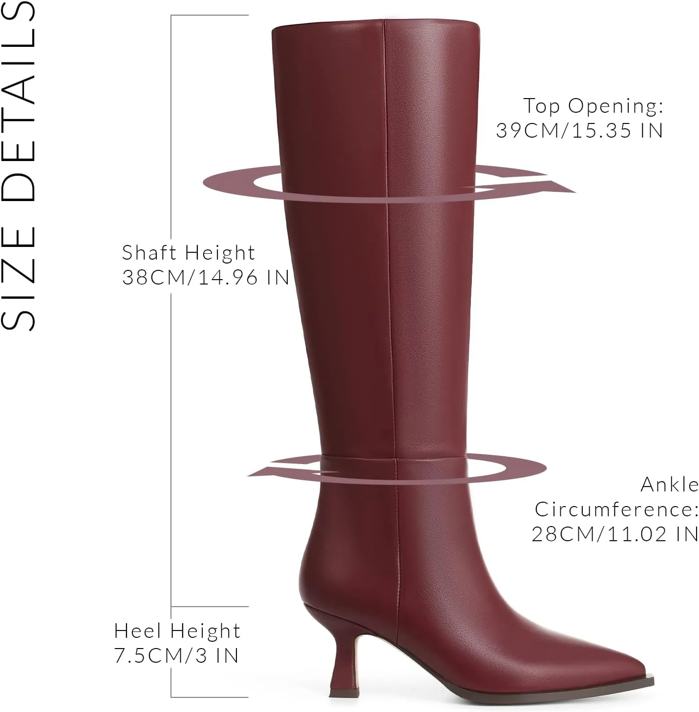 VOMIRA Knee High Boots for Women Black Boots Pointy Toe Kitten Heels Wide Calf Boots 3 In High Heels Long Boots Stiletto Boots Dress Tall Boots