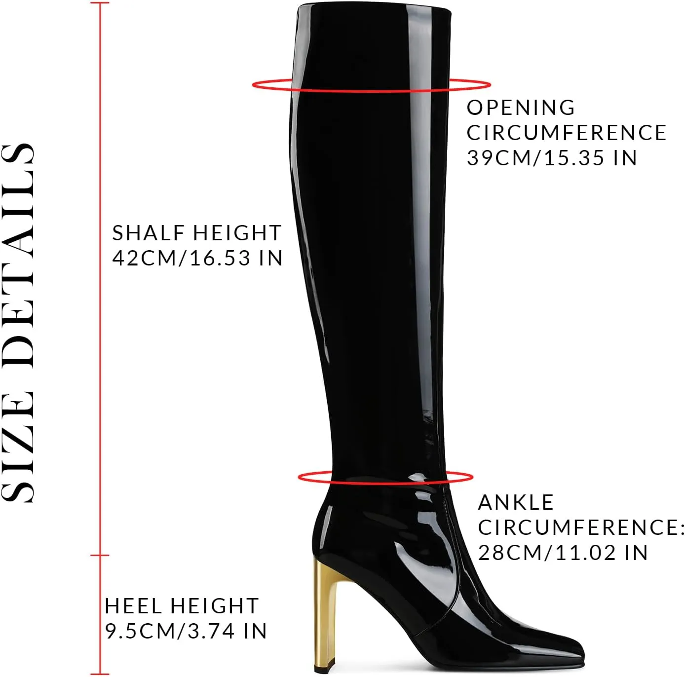 VOMIRA Knee High Boots Women Chunky Heel Square Toe Black Boots for Women High Heel Side Zipper Dress Long Boots Stretch Leather Tall Boots