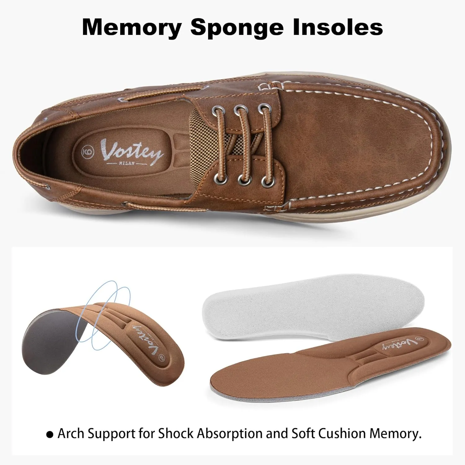 Vostey Men's Loafers & Slip-ons 3-Eye Boat Shoes Men Comfortable Casual Loafers for Men