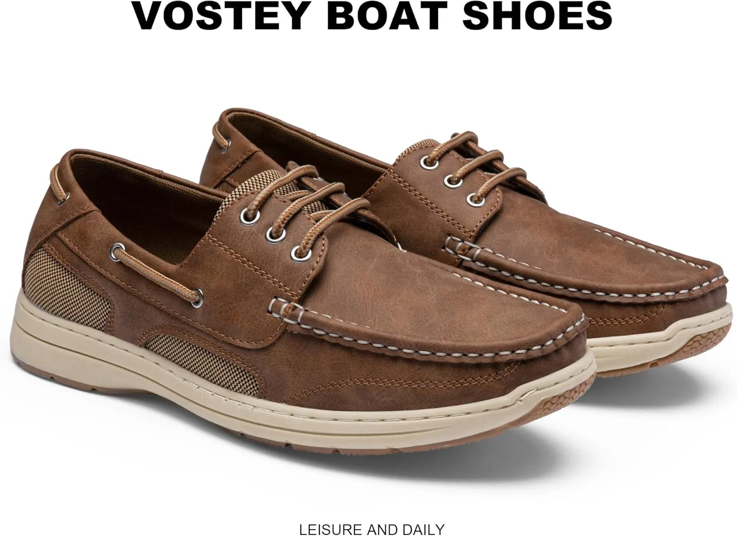 Vostey Men's Loafers & Slip-ons 3-Eye Boat Shoes Men Comfortable Casual Loafers for Men