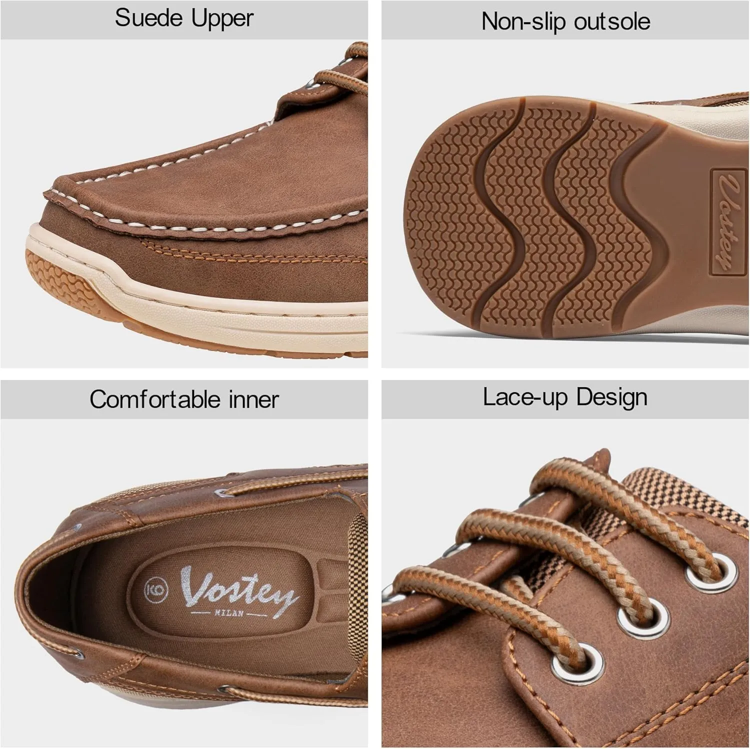 Vostey Men's Loafers & Slip-ons 3-Eye Boat Shoes Men Comfortable Casual Loafers for Men