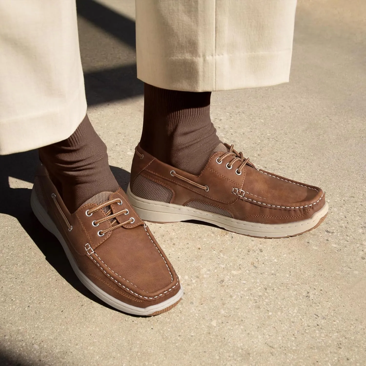Vostey Men's Loafers & Slip-ons 3-Eye Boat Shoes Men Comfortable Casual Loafers for Men