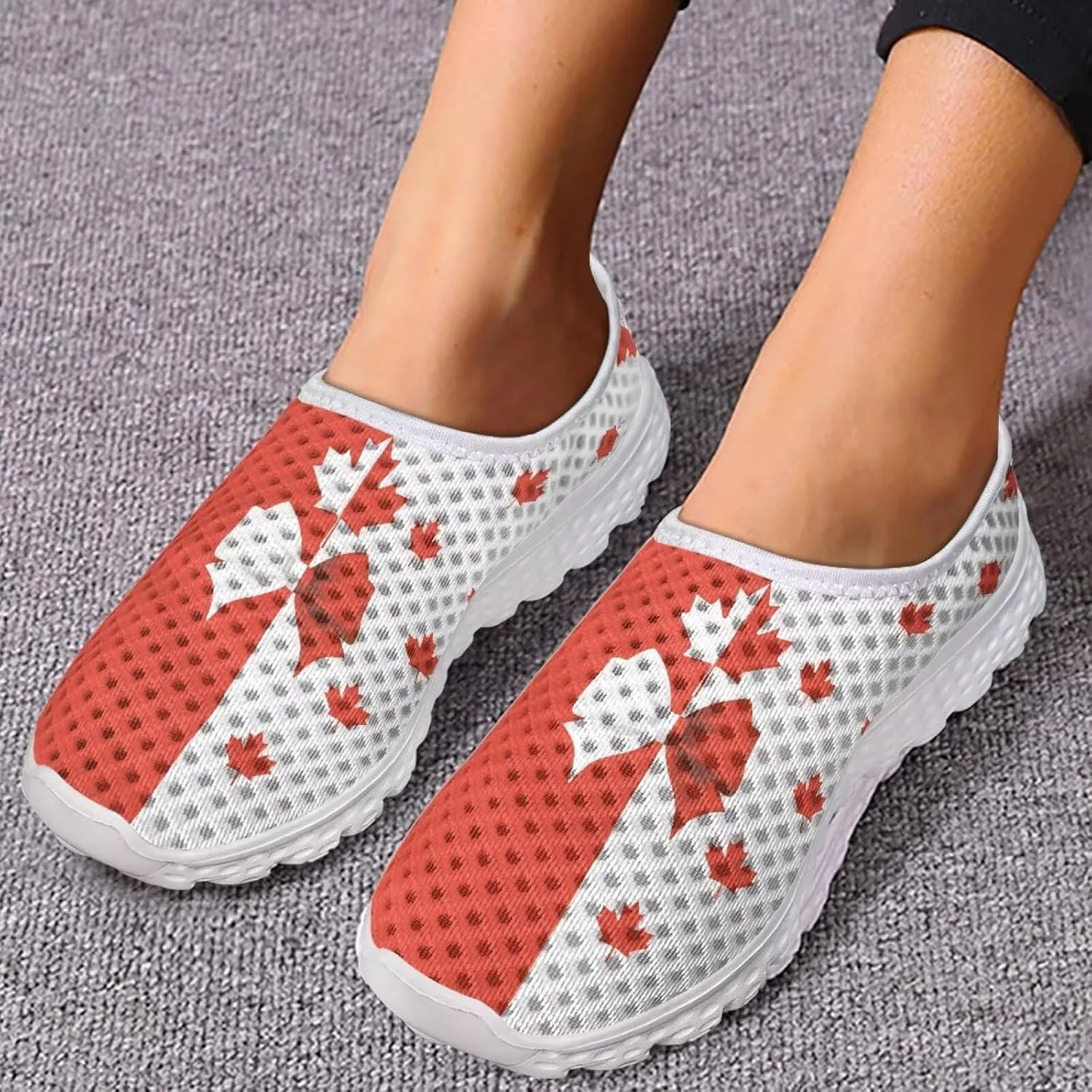 Walking Shoes for Woman Mother Breathable Arch Support Work Sneakers Fashion Cute Nursing Loafers for Gym Size 5.5-11.5 White Sole