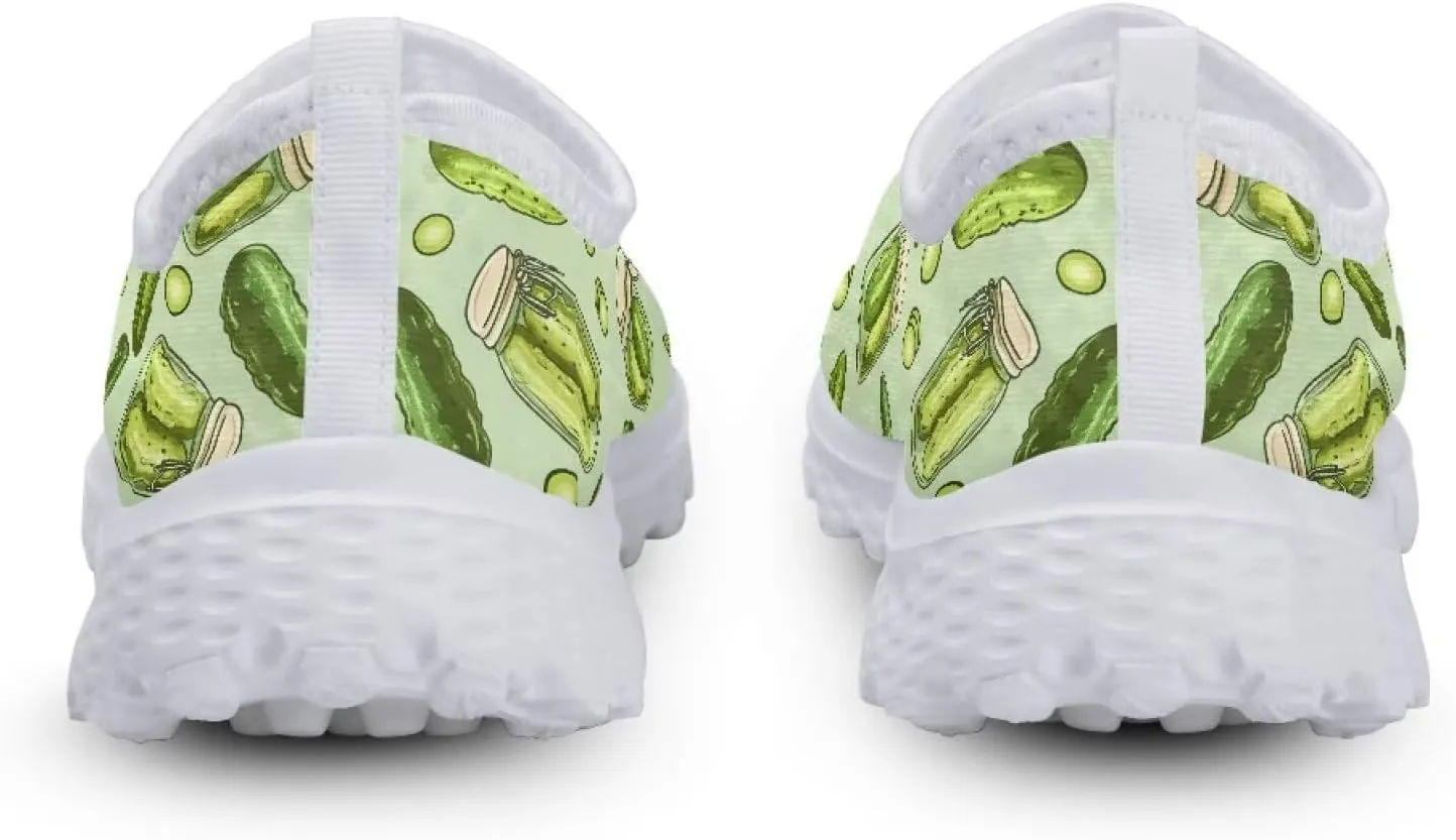 Walking Shoes for Woman Mother Breathable Arch Support Work Sneakers Fashion Cute Nursing Loafers for Gym Size 5.5-11.5 White Sole