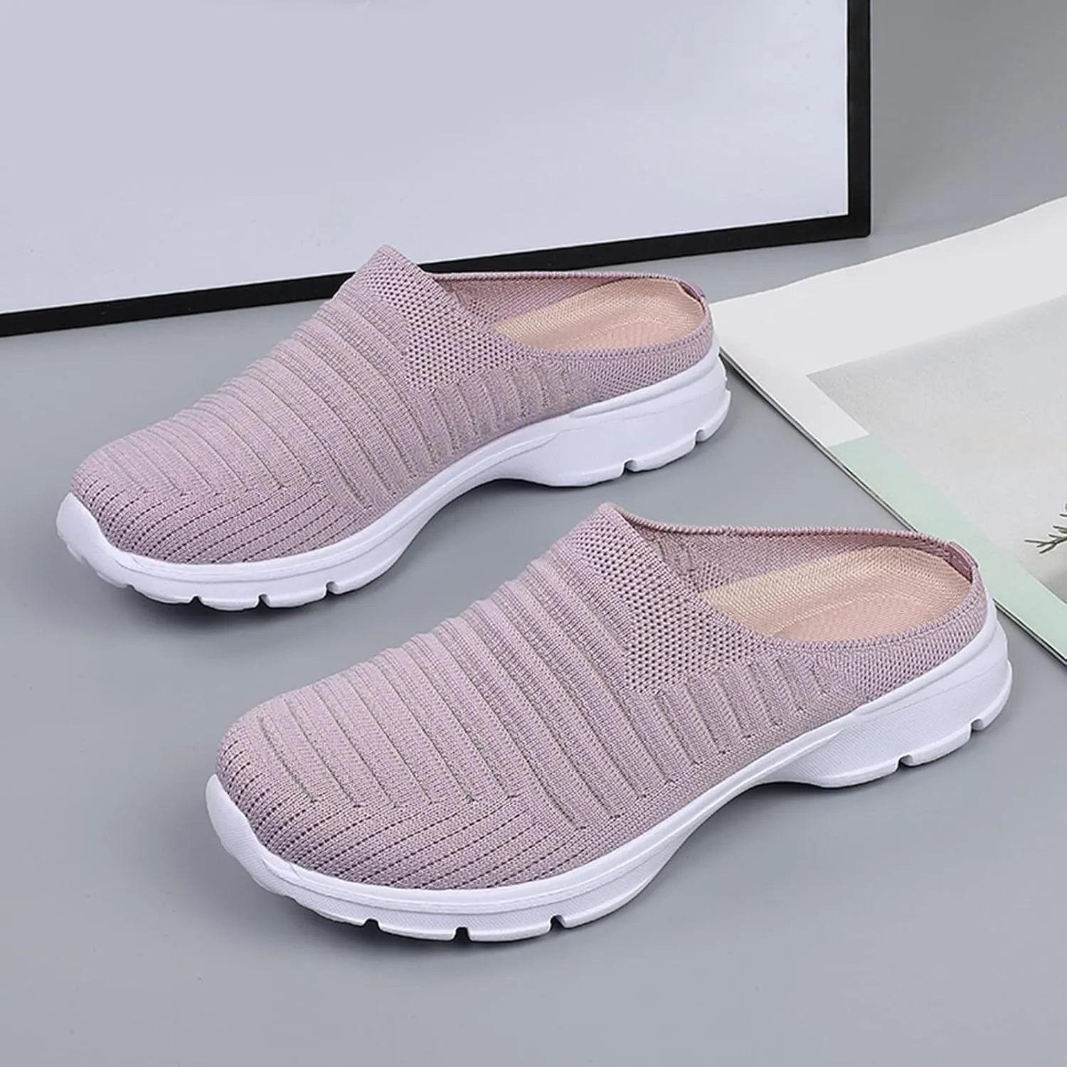 Walking Tennis Shoes for Women Breathable Knitted Mesh Non Slip Sneakers Fashion Couple Matching Walking Shoes