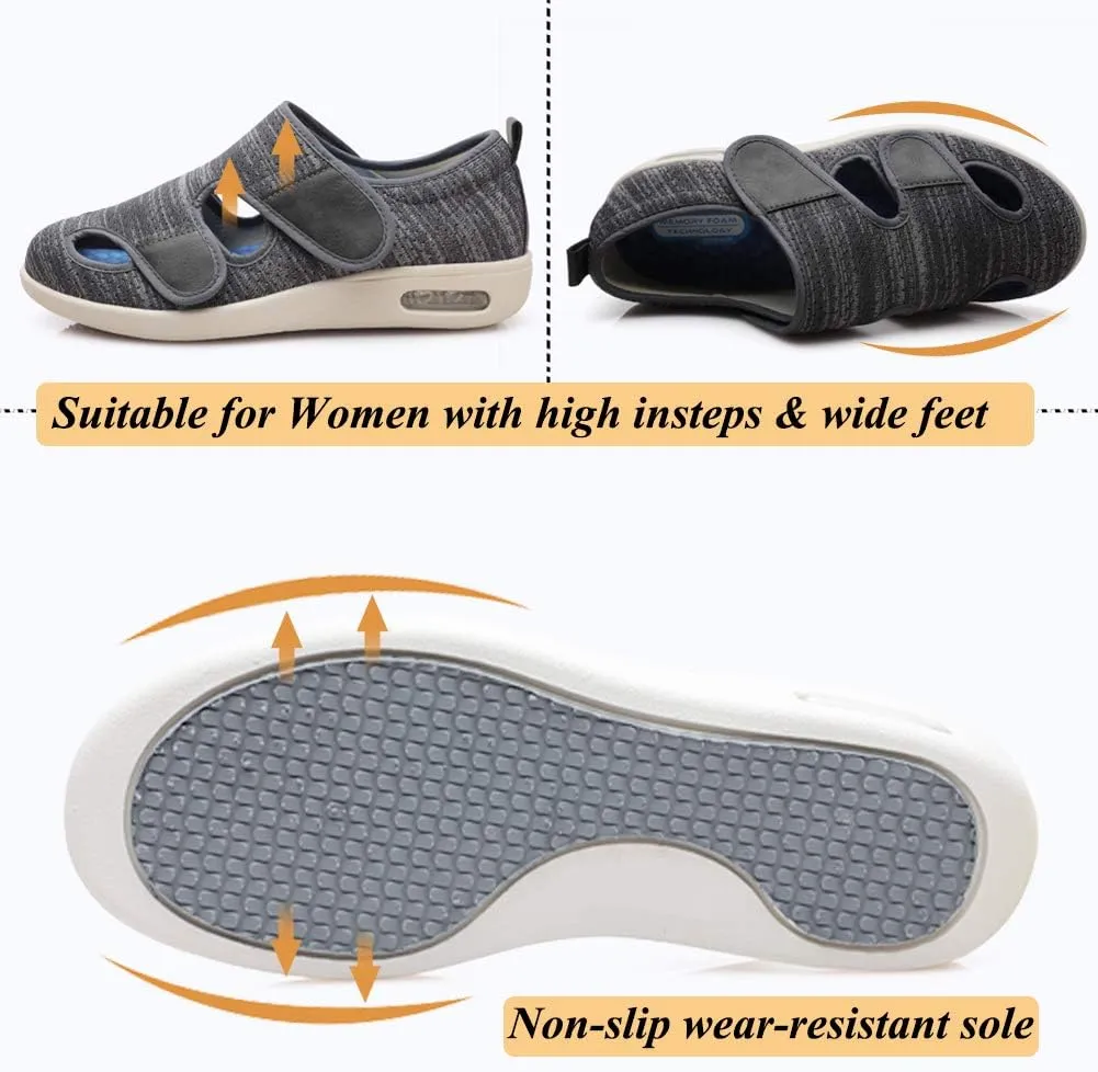 W&LESVAGO Diabetic Shoes for Women, Air Cushion Lightweight Comfy Sandals Walking Shoes for Elderly Swollen Feet Indoor/Outdoor