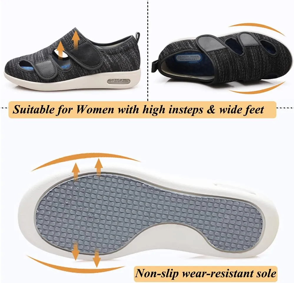 W&LESVAGO Diabetic Shoes for Women, Air Cushion Lightweight Comfy Sandals Walking Shoes for Elderly Swollen Feet Indoor/Outdoor