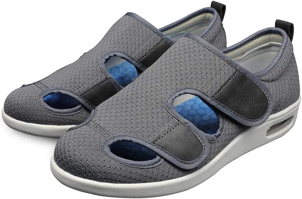 W&LESVAGO Men's Wide Width Diabetic Shoes, Air Cushion Lightweight Comfy Sandals Walking Shoes for Elderly Swollen Bandaged Feet Indoor/Outdoor