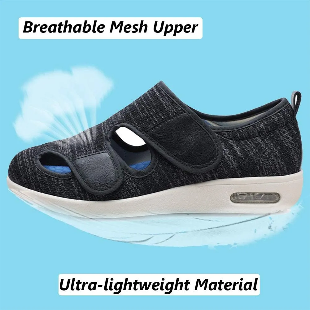 W&LESVAGO Men's Wide Width Diabetic Shoes, Air Cushion Lightweight Comfy Sandals Walking Shoes for Elderly Swollen Bandaged Feet Indoor/Outdoor