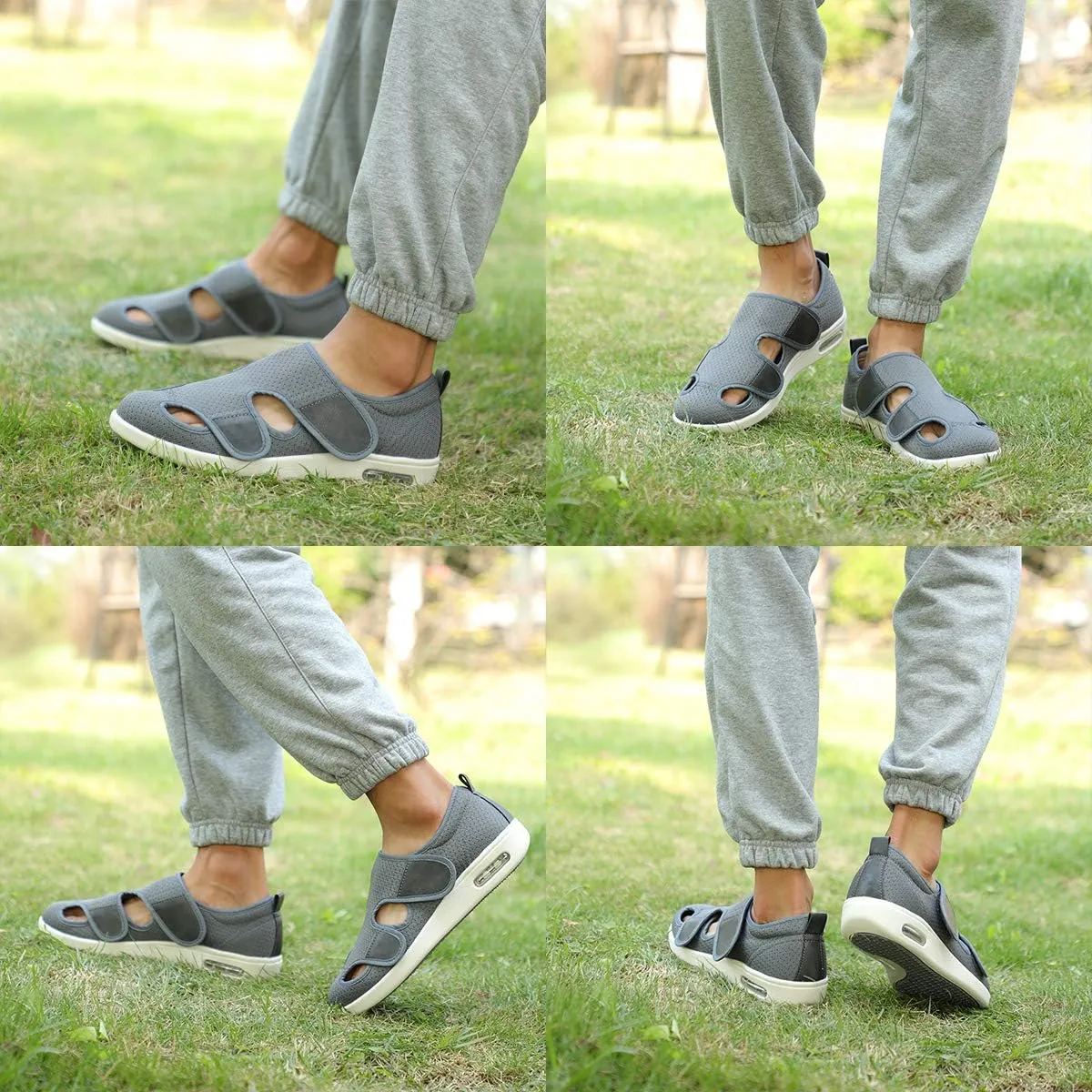 W&LESVAGO Men's Wide Width Diabetic Shoes, Air Cushion Lightweight Comfy Sandals Walking Shoes for Elderly Swollen Bandaged Feet Indoor/Outdoor