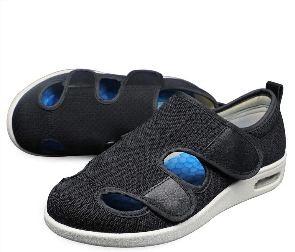 W&LESVAGO Men's Wide Width Diabetic Shoes, Air Cushion Lightweight Comfy Sandals Walking Shoes for Elderly Swollen Bandaged Feet Indoor/Outdoor
