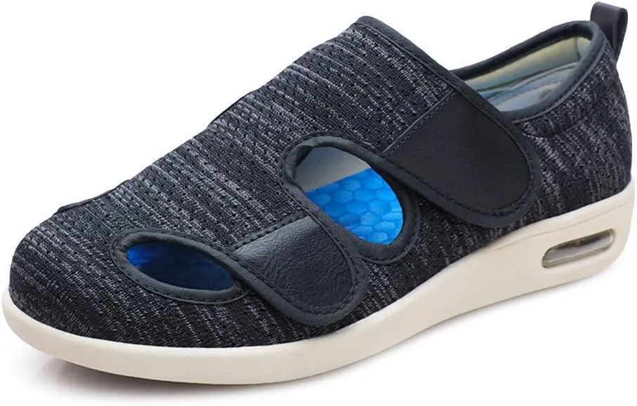 W&LESVAGO Men's Wide Width Diabetic Shoes, Air Cushion Lightweight Comfy Sandals Walking Shoes for Elderly Swollen Bandaged Feet Indoor/Outdoor