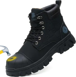 Waterproof Steel Toe Boots For Men 6 Inch Leather Steel Toe Shoes Non Slip Resistant Safety Work Boots Indestructible Lightweight Construction Boot With Composite Toe
