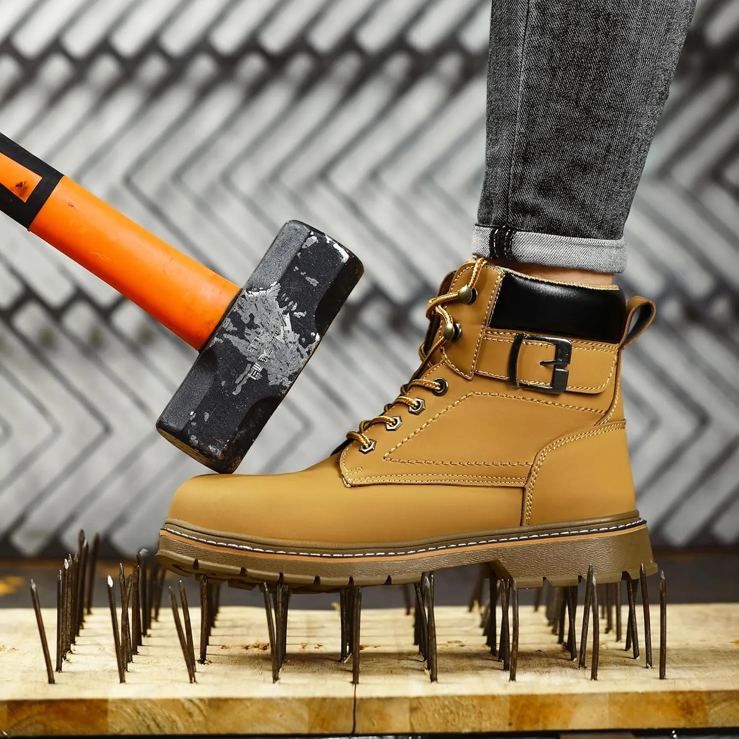 Waterproof Steel Toe Work Boots for Men Safety Non Slip Stylish Boots Industrial & Construction Boots
