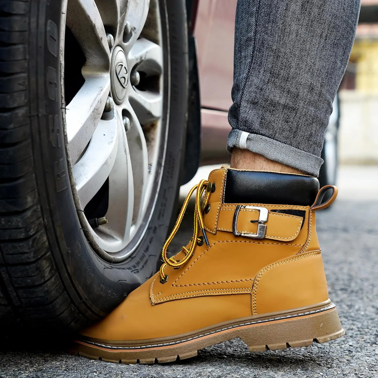 Waterproof Steel Toe Work Boots for Men Safety Non Slip Stylish Boots Industrial & Construction Boots