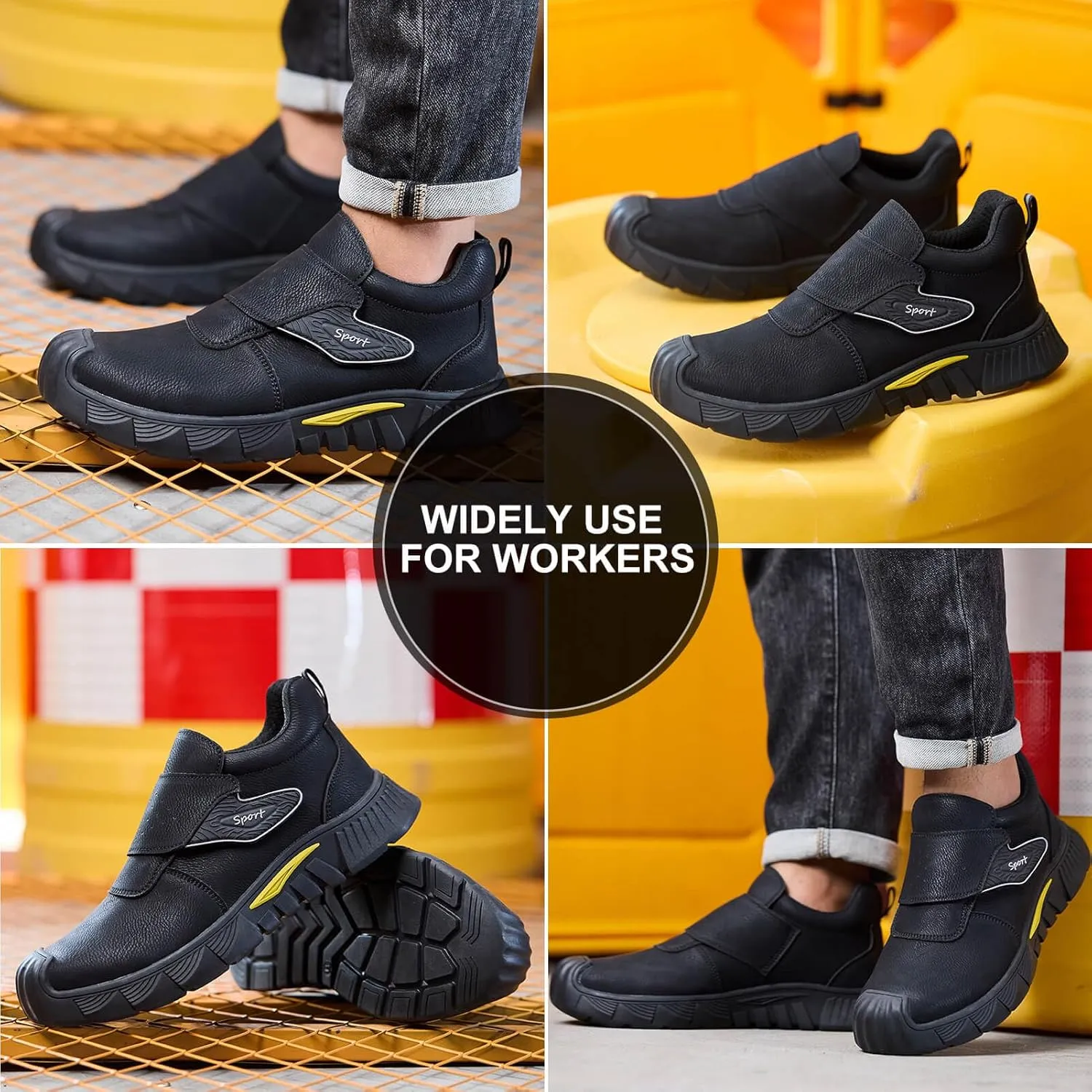 Welding Work Boots for Men Women Slip on Steel Toe Safety Shoes Comfortable Indestructible Work Boots Puncture Proof Lightweight Breathable Construction Shoes
