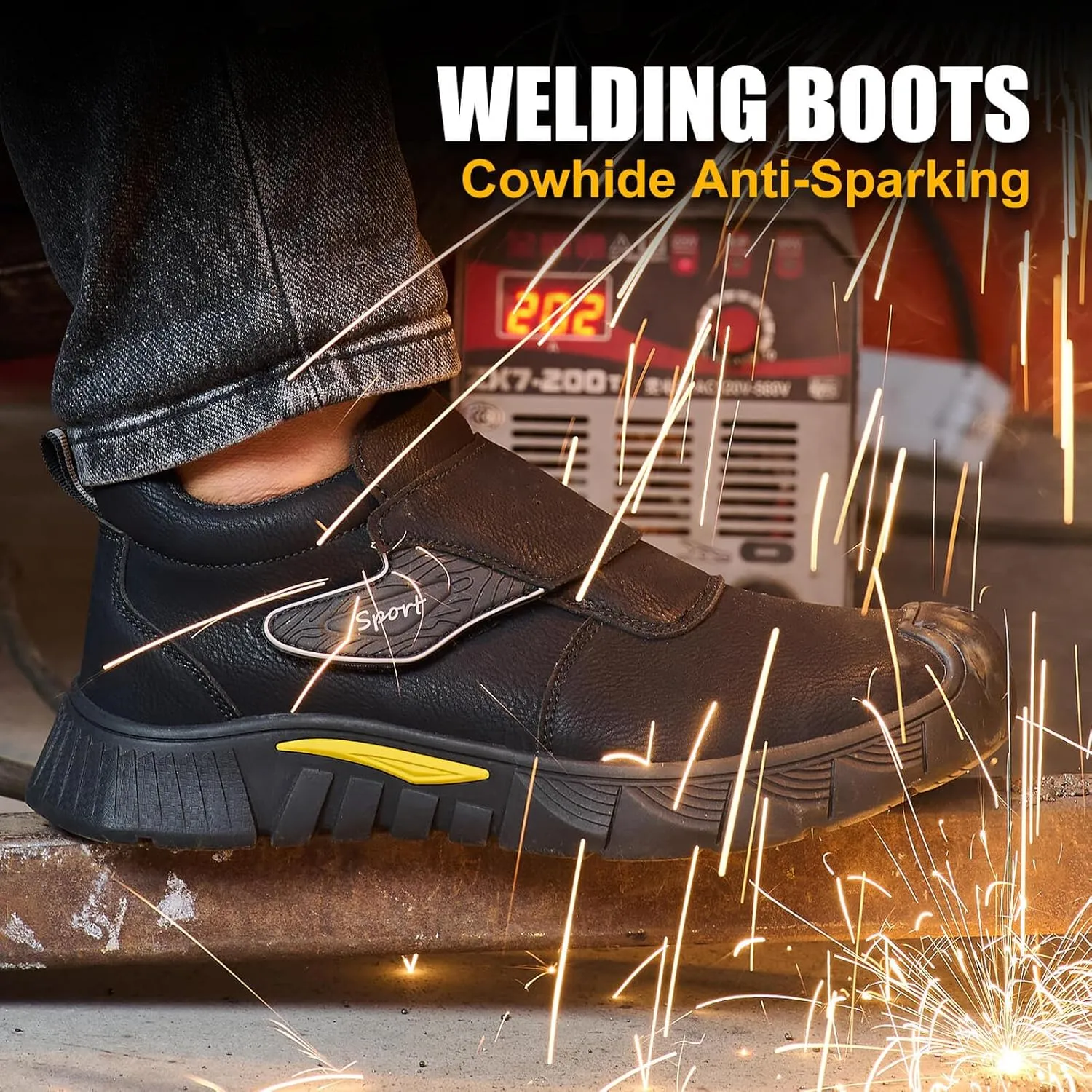 Welding Work Boots for Men Women Slip on Steel Toe Safety Shoes Comfortable Indestructible Work Boots Puncture Proof Lightweight Breathable Construction Shoes