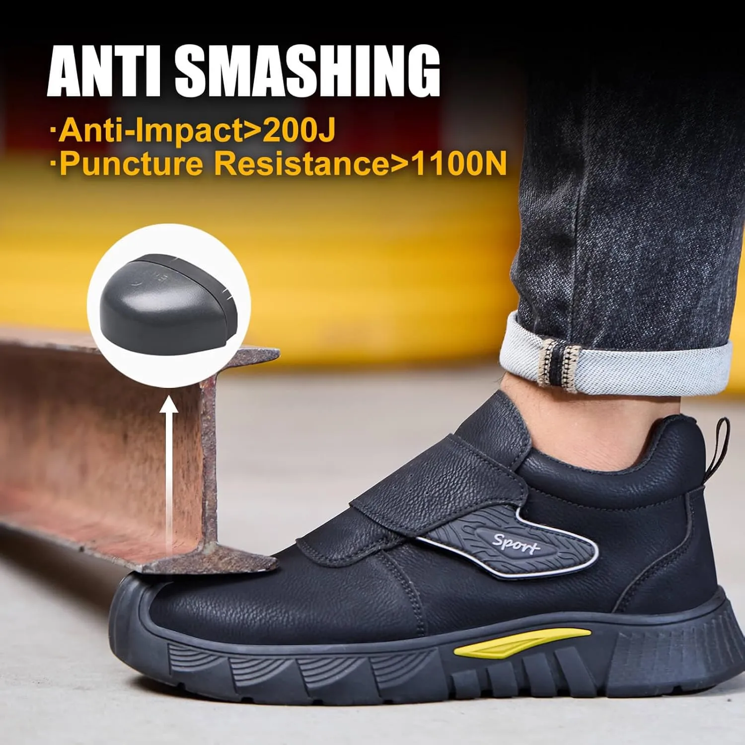 Welding Work Boots for Men Women Slip on Steel Toe Safety Shoes Comfortable Indestructible Work Boots Puncture Proof Lightweight Breathable Construction Shoes