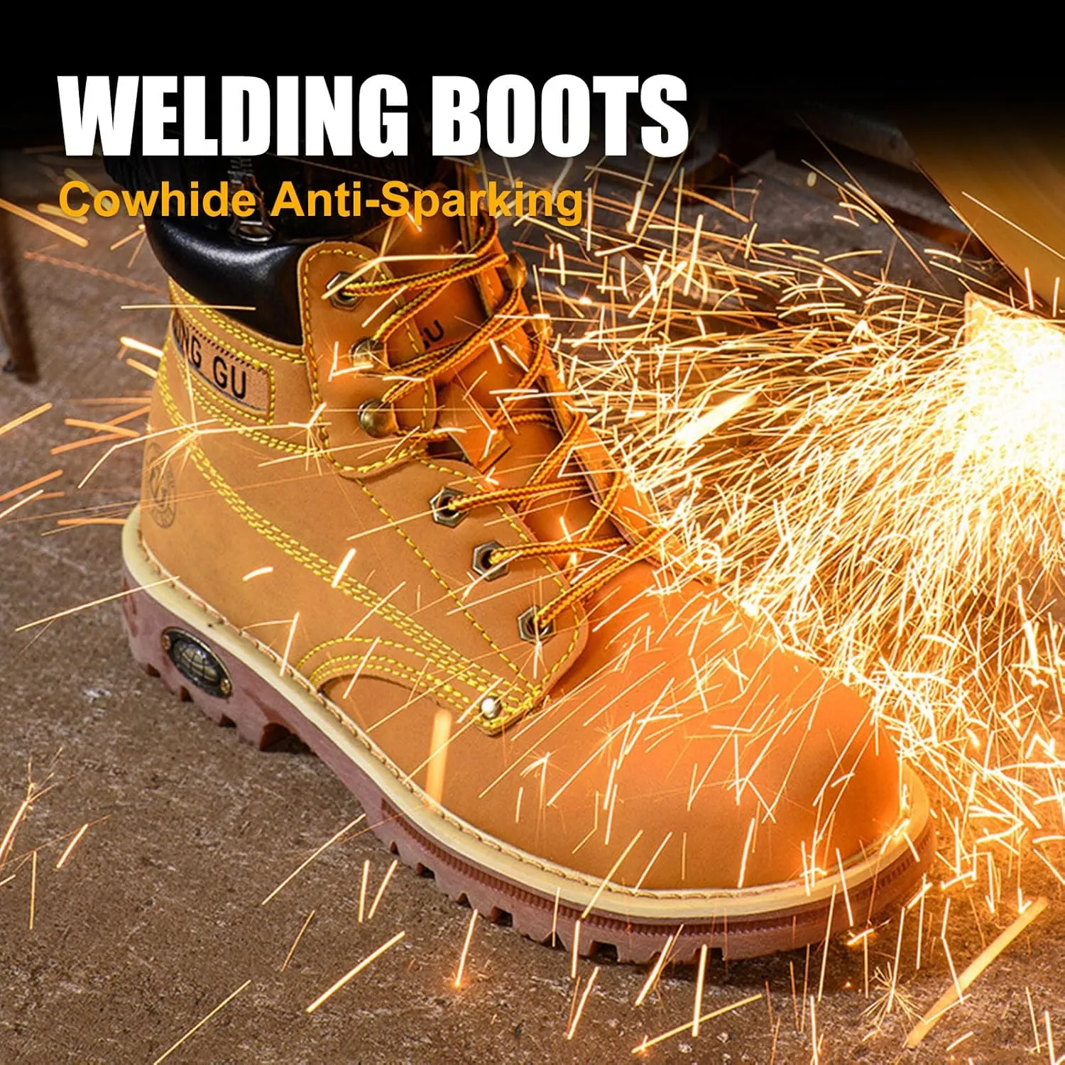 Welding Work Boots for Men Women Slip on Steel Toe Safety Shoes Comfortable Indestructible Work Boots Puncture Proof Lightweight Breathable Construction Shoes