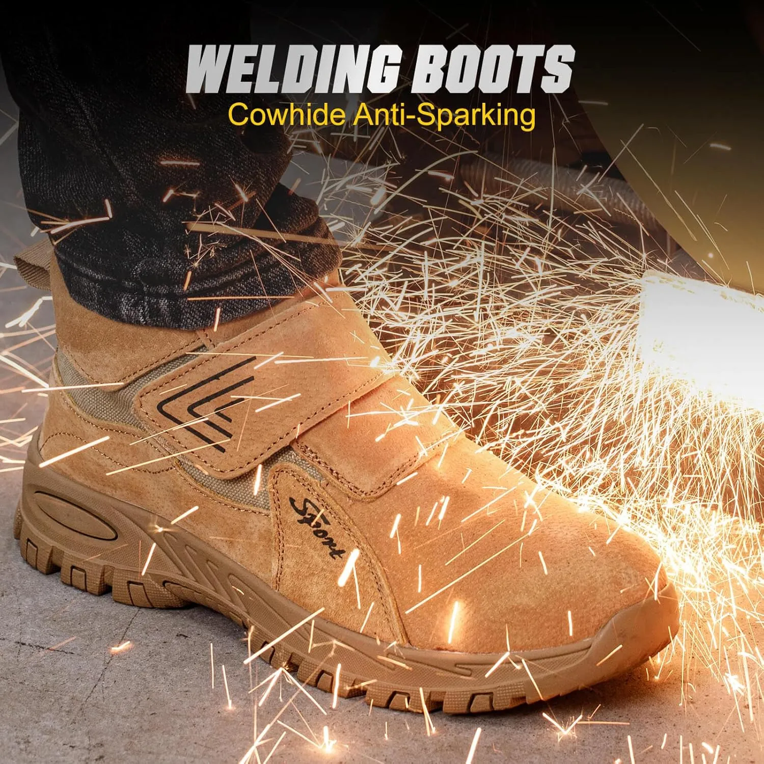 Welding Work Boots for Men Women Slip on Steel Toe Safety Shoes Comfortable Indestructible Work Boots Puncture Proof Lightweight Breathable Construction Shoes