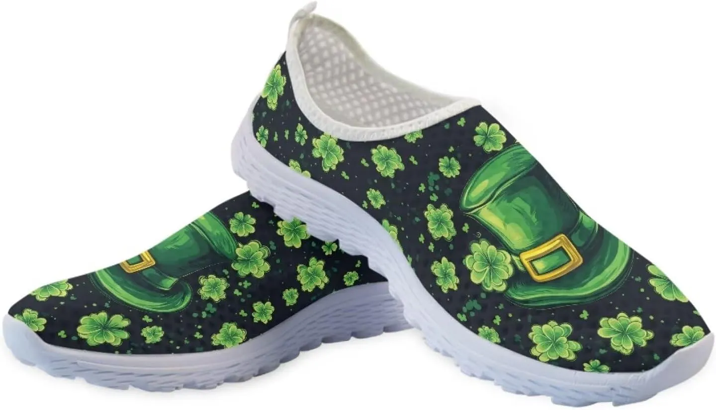WELLFLYHOM Green Sneakers St Patricks Tennis Shoes for Women Slip On Loafers Road Running Sneaker Footwear US 5.5-11.5
