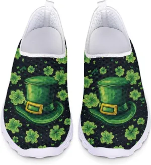 WELLFLYHOM Green Sneakers St Patricks Tennis Shoes for Women Slip On Loafers Road Running Sneaker Footwear US 5.5-11.5