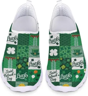 WELLFLYHOM Green Sneakers St Patricks Tennis Shoes for Women Slip On Loafers Road Running Sneaker Footwear US 5.5-11.5