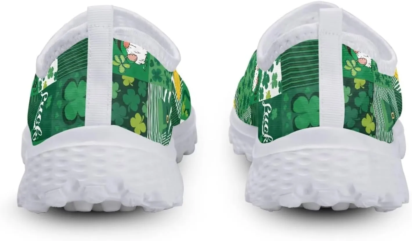 WELLFLYHOM Green Sneakers St Patricks Tennis Shoes for Women Slip On Loafers Road Running Sneaker Footwear US 5.5-11.5