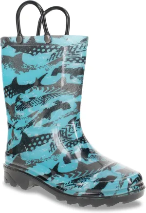 Western Chief Kids Waterproof Light Up Rain Boots With Handles for Easy On and Off for Boys and Girls