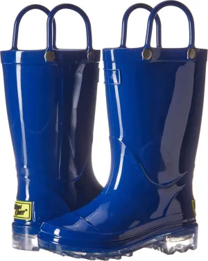 Western Chief Kids Waterproof Light Up Rain Boots With Handles for Easy On and Off for Boys and Girls