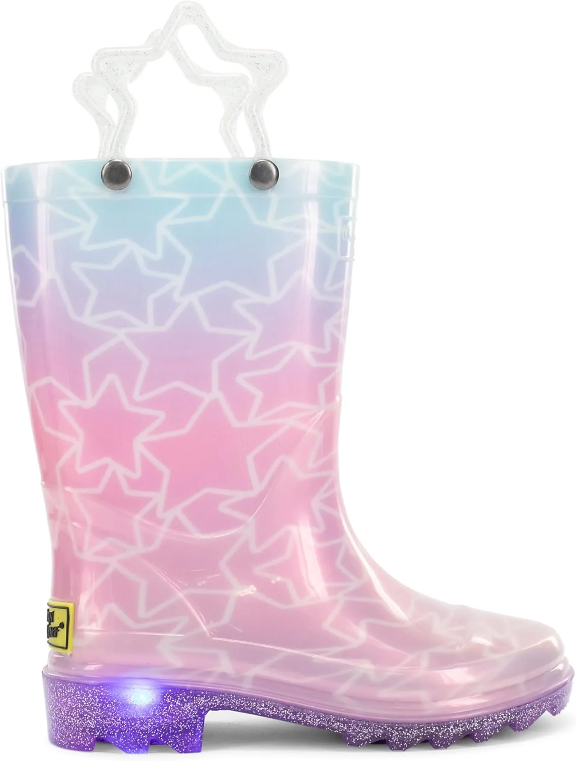 Western Chief Kids Womens Light-Up Waterproof Rain Boots (Toddler/Little Kid) Glitter Stars 11 Little Kid Medium